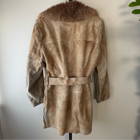 70s Vintage Robert Chernin Shearling Sheepskin Belted Coat Mens Size 42 - Picture 13 of 16